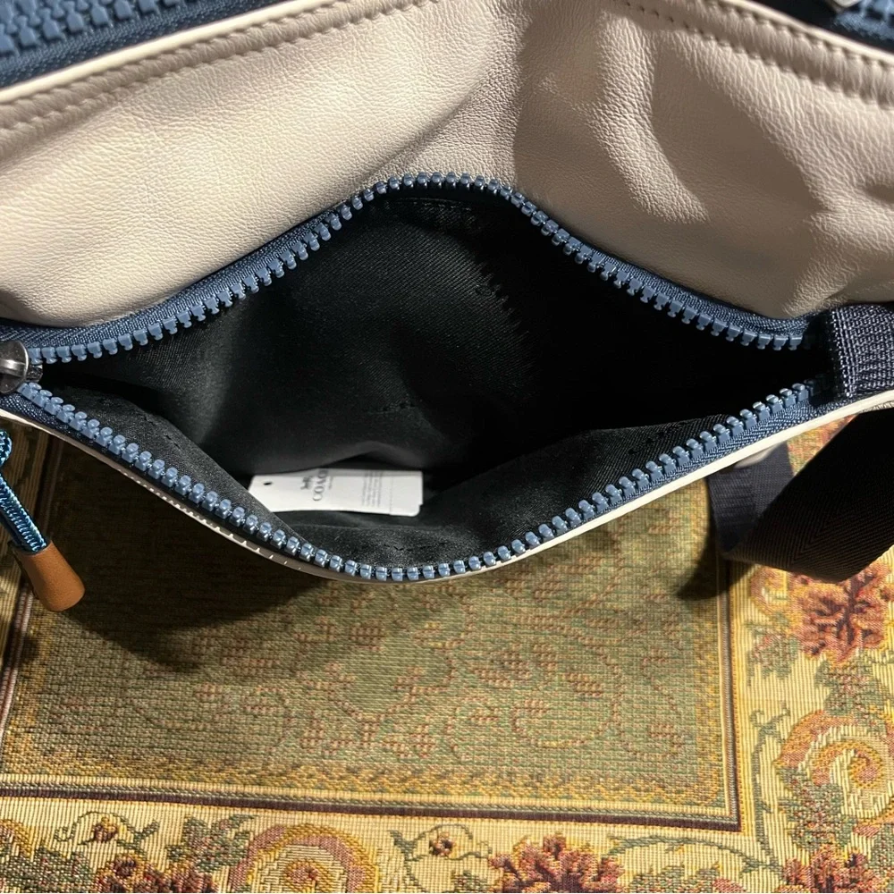 COACH Pacer Crossbody in Chalk, Navy & Brown - Picture 13 of 14